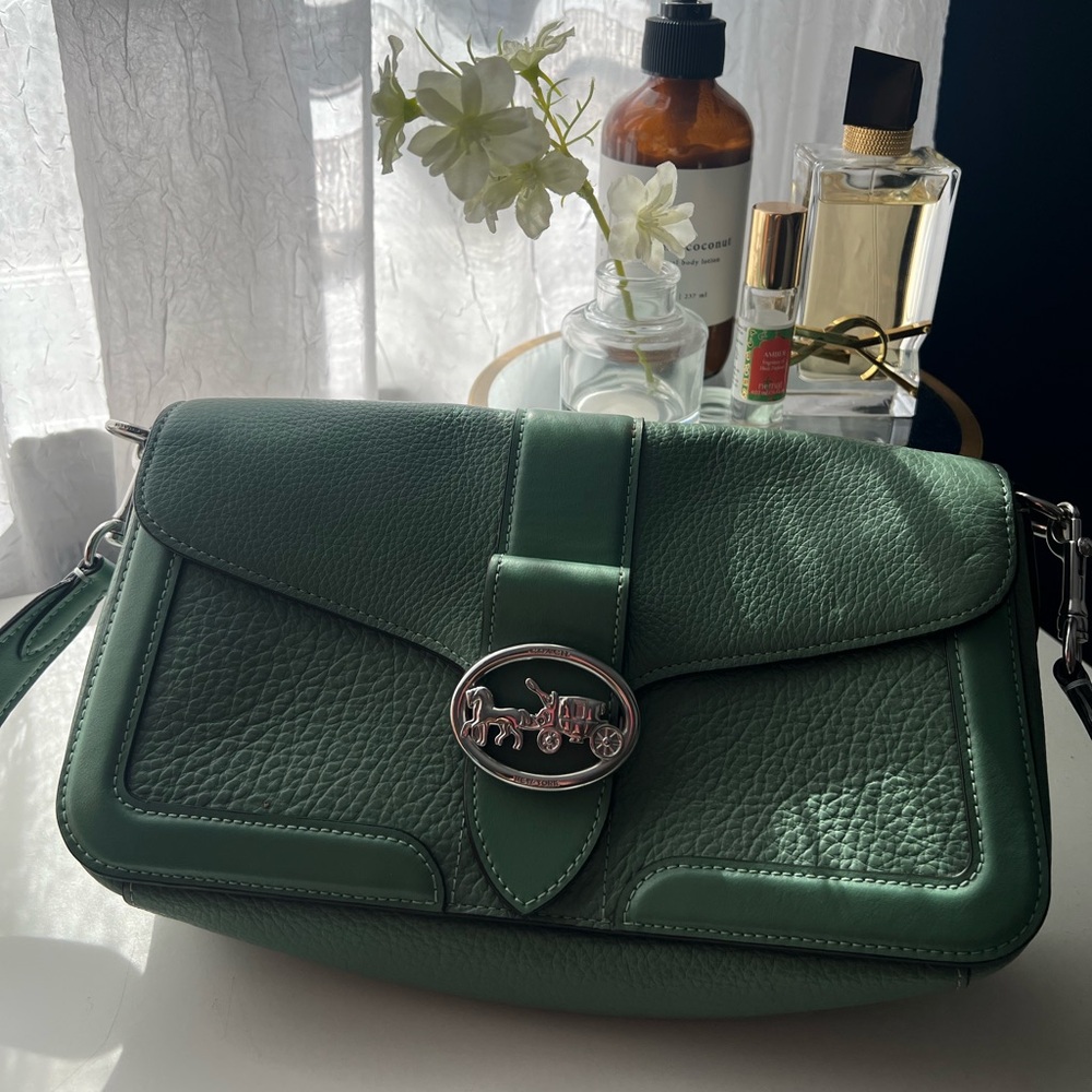 Green Leather Coach Shoulder Bag